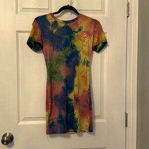 Rainbow tie dye beach cover up